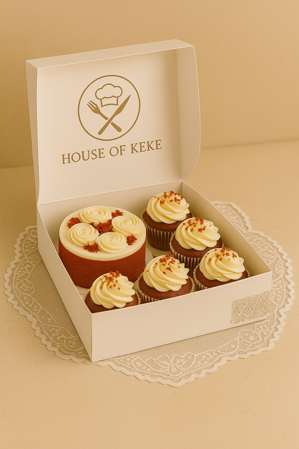 Red velvet Duo - Bento Cake + Cupcake Set